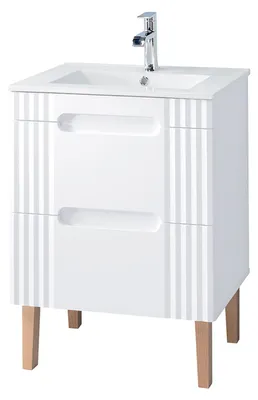 Imagen del producto de Mueble para lavabo de encastrar, con patas, de 60 cm - Color Blanco "Oceanie"