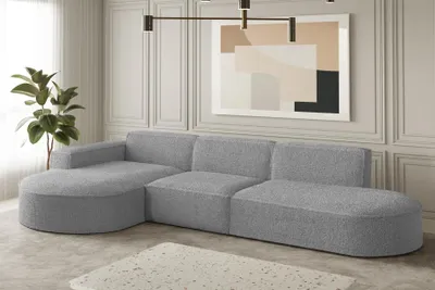 Produktbild von Ecksofa Designersofa PALMA in Stoff Ascot Taupe Ottomane Links
