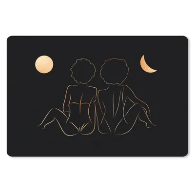 Produktbild von MuchoWow® Schreibtischunterlage Frauen - Mond - Gold - Strichzeichnung 60x40 cm - XXL Mauspad - Großes Mauspad