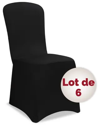 Image de DETEX® 6x Housse de chaise noire tissu stretch opaque infroissable amovible mariage fête réception