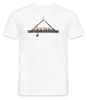 Produktbild von Spreadshirt Minions Mittagspause Auf Wolkenkratzer Despicable Me Männer T-Shirt, XL, Weiß