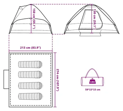 Productafbeelding van vidaXL Koepeltent voor 4 personen, groen, waterdicht