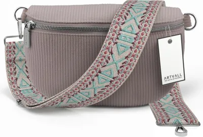 Produktbild von ARTVALL - Umhängetasche aus Cord, Klein mit verstellbarem Schultergurt, abnehmbares Taschenband, Crossbody Bag in Rosa