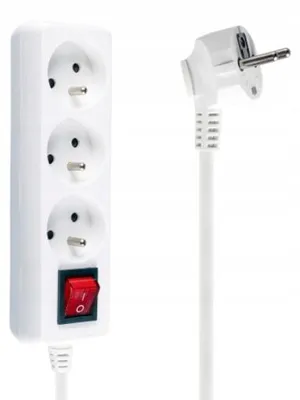 Zdjęcie produktu dla Libox LB0081-5, 5 m, Wewnętrzna, Pleciony, Biały, 3 x gniazdo sieciowe, 230 V