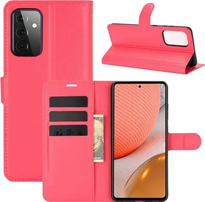 Produktbild von Schutzhülle für Samsung Galaxy A72 5G Case Handy Hülle Cover Schutztasche Wallet Neu, Farbe:Rot