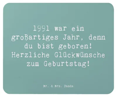 Produktbild von Mr. & Mrs. Panda Mousepad Spruch 1991 Geburtstag - Meeresbrise - Geschenk, Mouse Pad, mousematte, Glückwunsch, Happy Birthday, Mauspad, 30., Geburtstagsgeschenk, pc