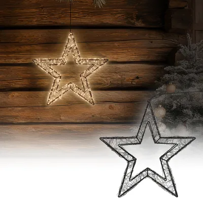 Produktbild von ECD Germany LED-Weihnachtsstern 38 cm 500 LEDs Extra-Warmweiß Timer Innen/Außen IP44 Wasserabweisend aus Metall Drahtstern Weihnachtsdeko Fensterdeko