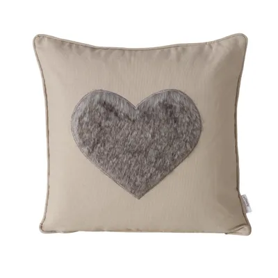 Produktbild von Zierkissen Amora Herzmotiv Grau 45x45 cm Baumwolle
