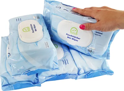 Produktbild von Medi-Inn Feuchttücher / Wet Wipes parfüm- u. parabenfrei PH-neutral 20 x 18 cm (5 Packungen = 5 x 80 Tücher)