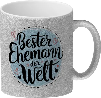 Produktbild von Bester Ehemann der Welt Glitzer-Kaffeebecher