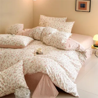 Immagine prodotto di Omgoods - Set di lenzuola con copripiumino in cotone, 200 x 200 cm, con motivo floreale