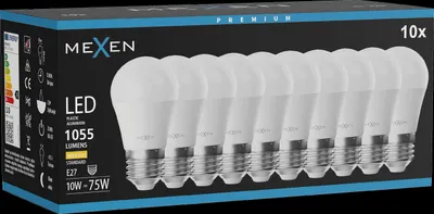 Produktbild von Mexen Nova 10x LED-Glühbirne E27, G45, 10W, Warm - 3000K, 1055 lm - L101-E27-1030-01x10