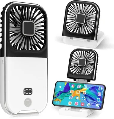 Zdjęcie produktu dla Cichy, ładowalny ręczny wentylator USB, czarny, mały, do biura, domu, na zewnątrz i do sypialni