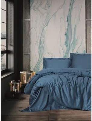 Produktbild von L'Essentiel Linge de Maison, Elegant - Blue, Satin-King-Bettbezug-Set (FR), Blau, 100 % Baumwollsatin, 240 x 220 cm