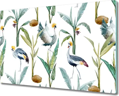 Produktbild von Glas-Herdabdeckplatte Glaskeramikfeldabdeckung Spritzschutz - 80x52 cm - Vögel und Pflanzen