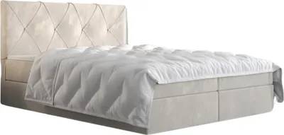 Produktbild von Roe Furniture | Boxspringbett 80x200 cm - Beige, Komplett-Set mit Matratze, Polsterbett, Betten, Familienbetten, Gästebett - ALTEA