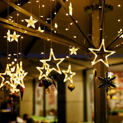 Produktbild von Jopassy LED Lichterkette 12 Sterne Deko Party Lichtervorhang Innen 138LEDs