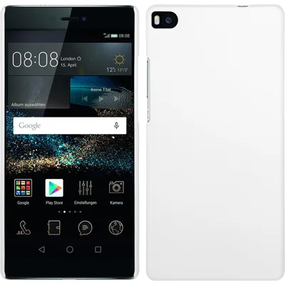 Produktbild von PhoneNatic Case kompatibel mit Huawei P8 - Hülle weiß gummiert Hard-case + 2 Schutzfolien