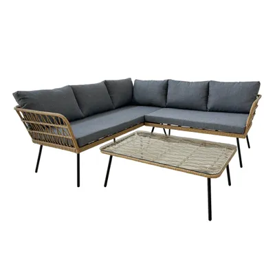 Produktbild von BRULI Gartenecke mit Tisch, 5-Sitzer braun/grau technorattamn Gartenmöbel-Set