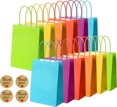 Image de Sacs cadeaux multicolores avec anse 30 pièces, Sacs Candy Anniversaire enfant, fête, mariage