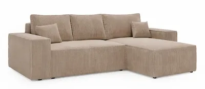 Zdjęcie produktu dla ANMIL, narożnik LAGOS, wymiary: 279 x 181 x 94 cm, uniwersalny, z funkcją spania i pojemnikiem na pościel – obicie z tkaniny w kolorze beżowym, możliwość montażu z lewej lub prawej strony