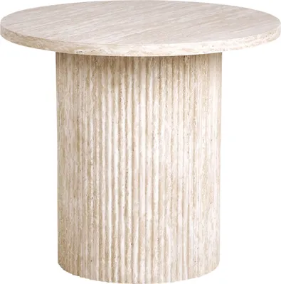 Produktbild von BELIANI Beistelltisch Beige MDF Platte Travertinoptik ø 50 cm Modernes Design Wohnzimmer