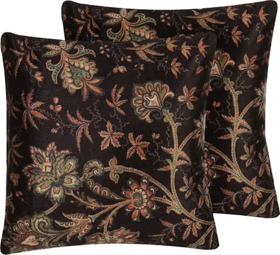 Produktbild von BELIANI Dekokissen 2er Set Braun/Orange Baumwolle/Polsterbezug Blumenmuster 45 x 45 cm Wohnzimmer Salon Schlafzimmer
