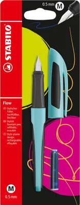 Obrázok produktu pre Plniace pero - STABILO Flow SPORTY v svetlomodrej/čiernej farbe - jedno pero - náplň je súčasťou balenia