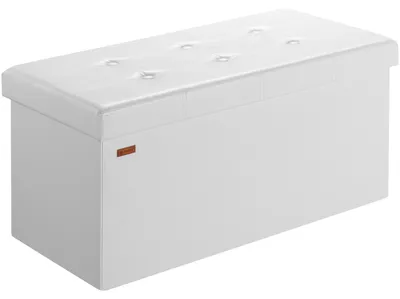 Productafbeelding van Opbergkist, wit, MDF, kunstleer, 80x40x40 cm, 100 liter