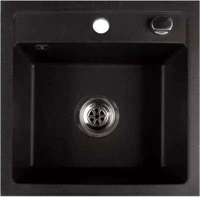 Immagine prodotto di Lavello QLS 44x44 cm in granito con sifone Bella Black Metallic a 1 vasca 11184