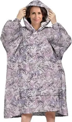 Produktbild von Disney Stitch Kuschelponcho mit Ärmeln Kapuze Tasche S-L
