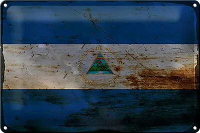 Produktbild von Blechschild Flagge Nicaragua 30x20cm Flag Nicaragua Rost