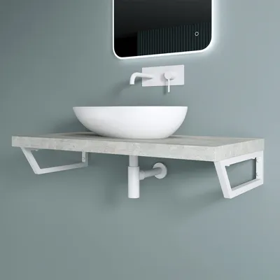 Image de doporro 1 Pièce Équerre de Fixation Blanc Plan de Toilette Étagère Tablette Murale Porte-Serviette en Acier Inoxydable 43x2,5x15cm WH04