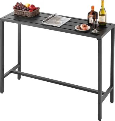 Produktbild von VEVOR Bartisch, 1200 x 375 x 980 mm, Bistrotisch, Stehtisch mit Metallgestell, rechteckige Esstische, Küchentisch, Tresentisch, Partytisch, Gartenmöbel für Balkon, Garten, Poolrand