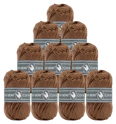 10 x 50g Strick- u. Häkelgarn Durable Coral Uni Baumwollgarn Sommergarn 2218 hellbraun