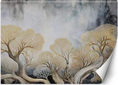Produktbild von Vlies fototapete Bäume Pflanzen abstrakt 400x280 cm Feeby Beige inkl. Kleber einfache Montage