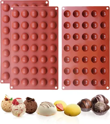 Produktbild von Silikonform für Schokoladenbomben und Mousse - 3 Stück - halbkugelförmig