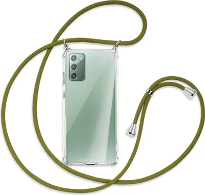 Produktbild von Handykette Backcover-Schutzhülle mit Band (Metall silberfarben) für Samsung Galaxy Note20 4G/5G - khaki