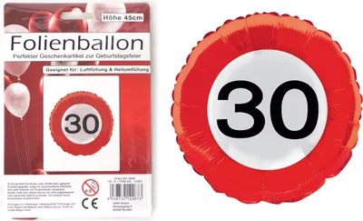 Produktbild von Folienballon Jubiläum Verkehrschild 30 12267