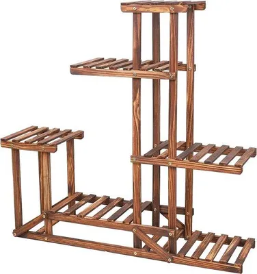Image de Étagère à plantes à 6 niveaux en bois, 95 x 96 x 25 cm, pour l'intérieur et l'extérieur
