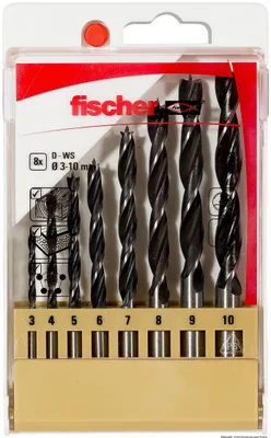 Produktbild von fischer Holzbohrer Set, 3 - 10 mm Durchmesser, Aufsätze für Bohrmaschinen, Bohre