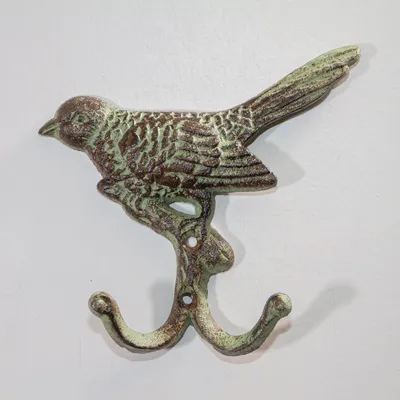 Produktbild von Kleiderhaken, Vogel, Gusseisen, Grün, Doppel