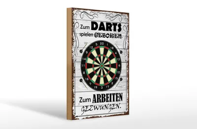 Produktbild von Holzschild zum Darts spielen geboren, 30x20 cm, Holzschilder Spruch Sport Hobby