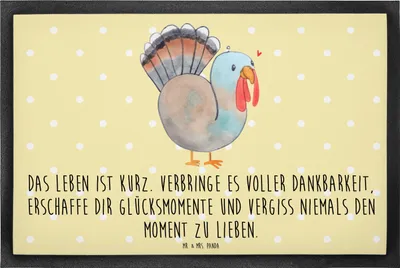 Produktbild von Mr. & Mrs. Panda Schmutzmatte Thanksgiving Truthahn 40 x 60 cm - Gelb Pastell - Geschenk, Schmutzfangmatte, Handgezeichnet, Fussmatte, Gummimatte, Erntedank, Dankbarkeit