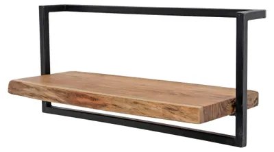 Immagine prodotto di FURNLUX Mensola da parete Rand Acacia e Nero 65 cm / Colore principale: Marrone / Dimensioni: 65 x 30 x 25 cm