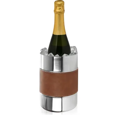 Produktbild von COM-FOUR® Sektkühler mit Kunstleder-Band - Kühlkübel für Sekt, Wein und Champagner - eleganter Eiskühler für edle Flaschen zu besonderen Anlässen