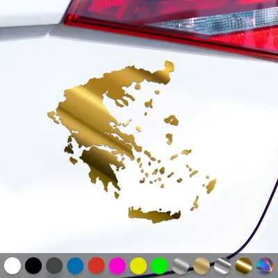 Produktbild von PantherPixel Griechenland Aufkleber Umriss Kontur Kreta Rhodos Sticker Auto Geschenkidee Farbe Chrom-Gold