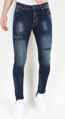 Produktbild von Dunkelblaue StonewashJeans Mit Löchern Strech - 38