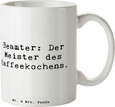 Produktbild von Mr. & Mrs. Panda Kaffeebecher Spruch Beamter Kaffeemeister - Weiß - Geschenk, Berufsgestaltung, Keramiktasse, Trinkbecher, Berufspassion, Berufsliebe, Pott, witzig, Tasse