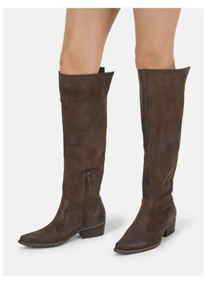 Produktbild von FELMINI WEST D206 Leder Westernstiefel mit hohem Schaft, niedrigem Absatz und abgerundeter Zehenpartie